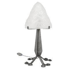 DEGUE & Henri FOURNET 'Le Fer Forgé' French Art Deco Table Lamp, 1920