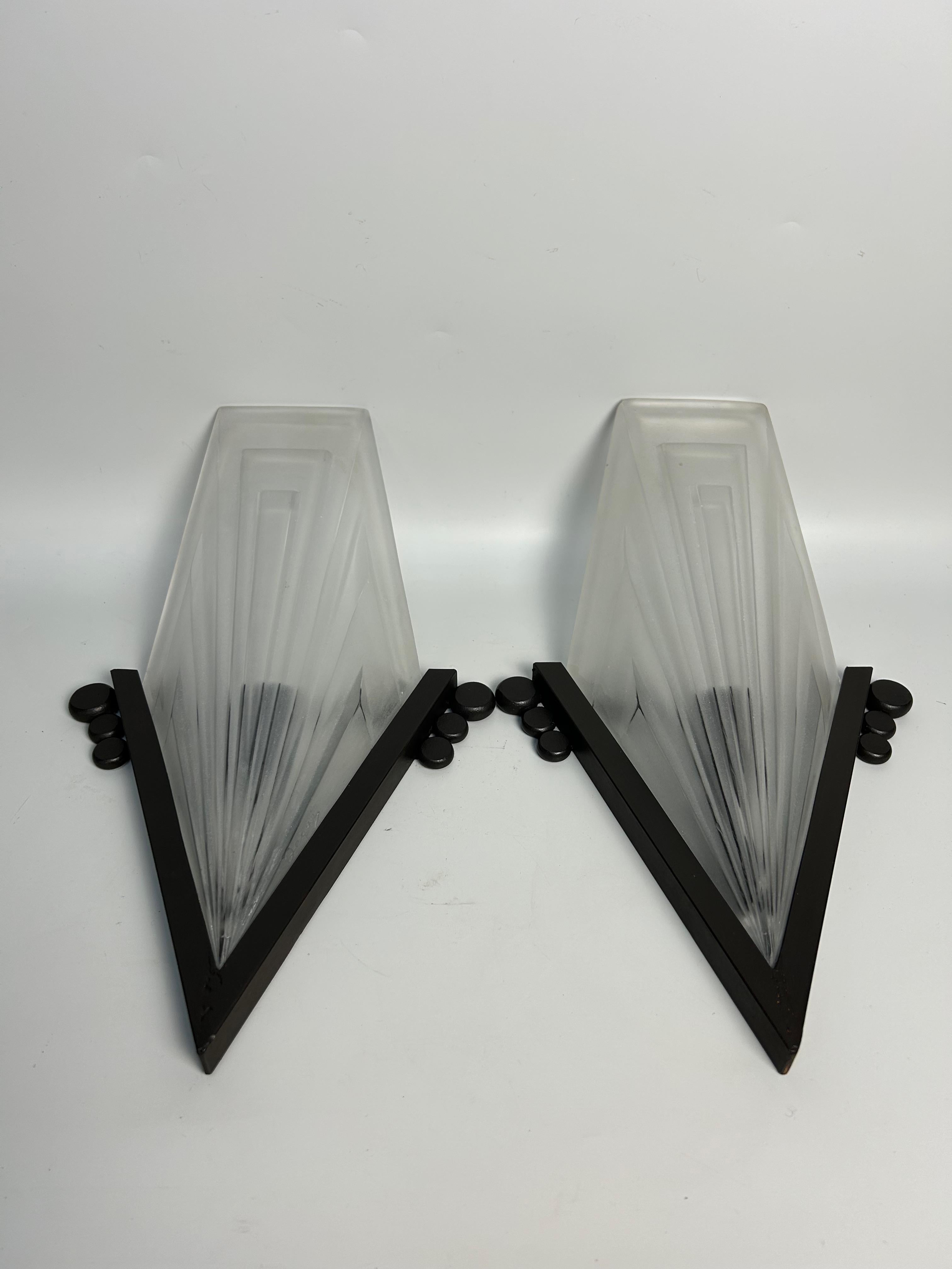 Degué Pareja de apliques Art Déco Francés en venta