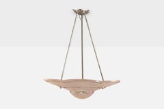 Degué, Pendant Light, Glass, Metal, France, 1930s