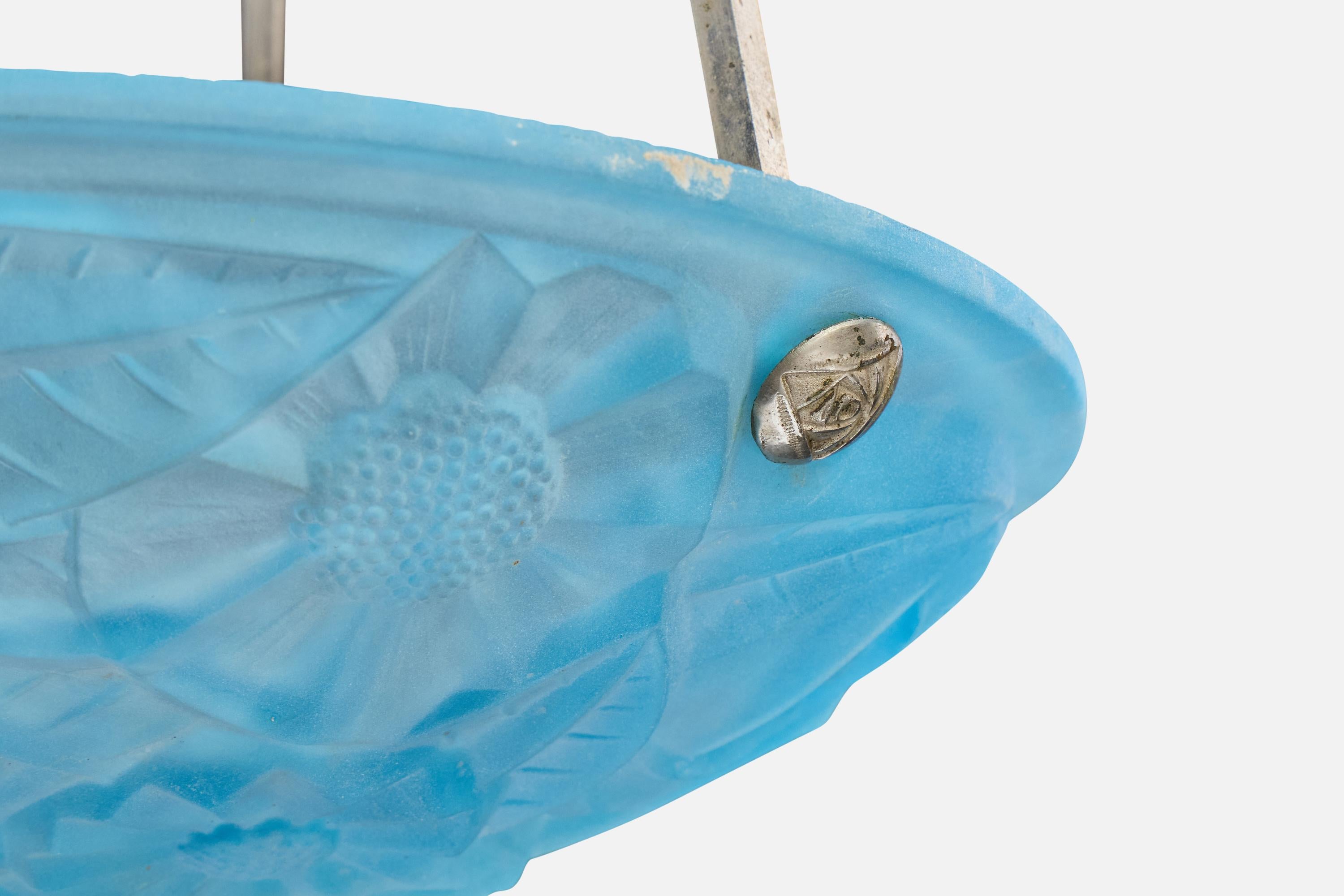 Degué, Lámpara colgante, Vidrio, Metal, Francia, Años 30 en venta 2