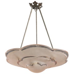 Degué, Pendant Light, Glass, Metal, France, 1930s