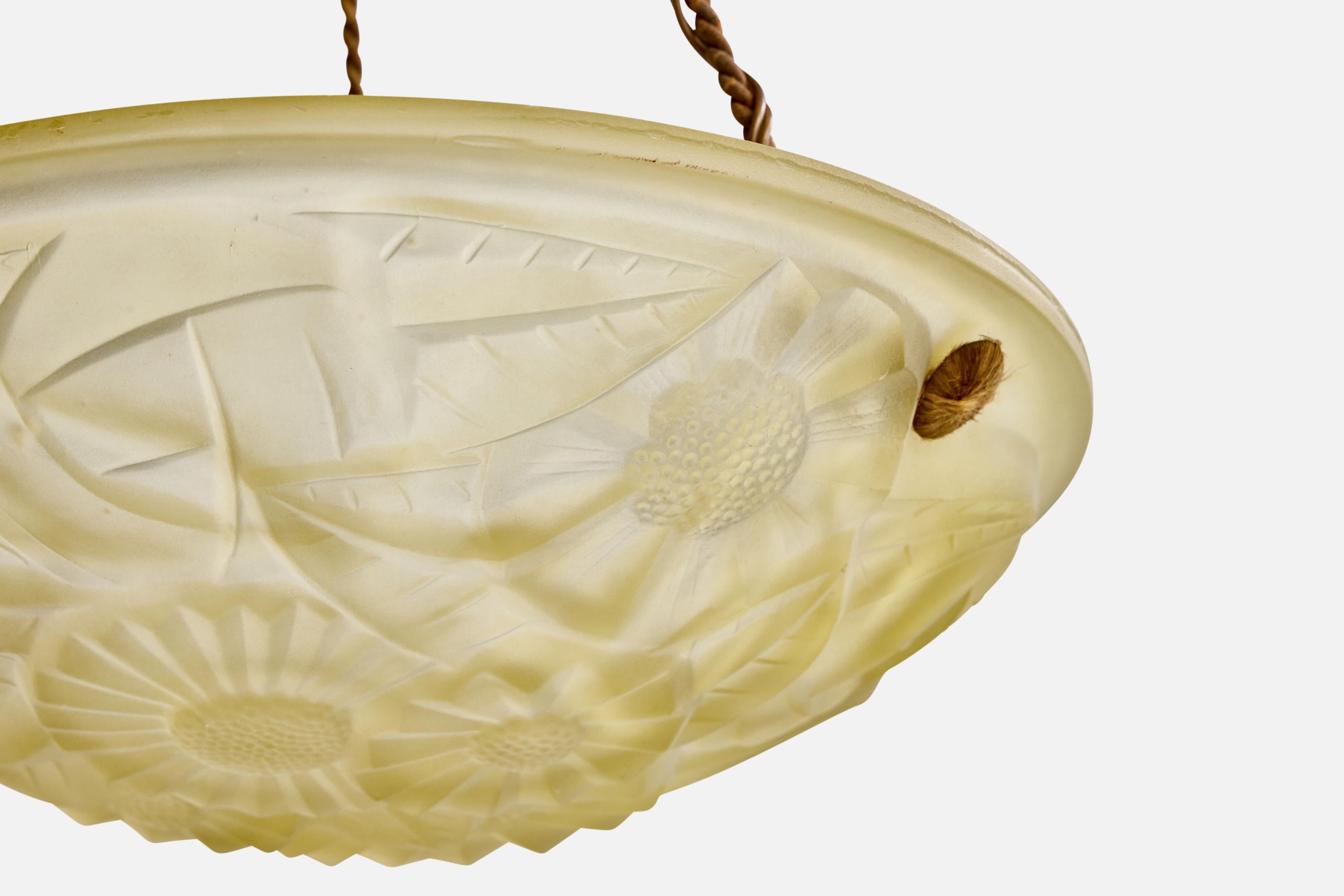 Corde Degué, lampe suspendue, verre, corde, France, années 1930 en vente
