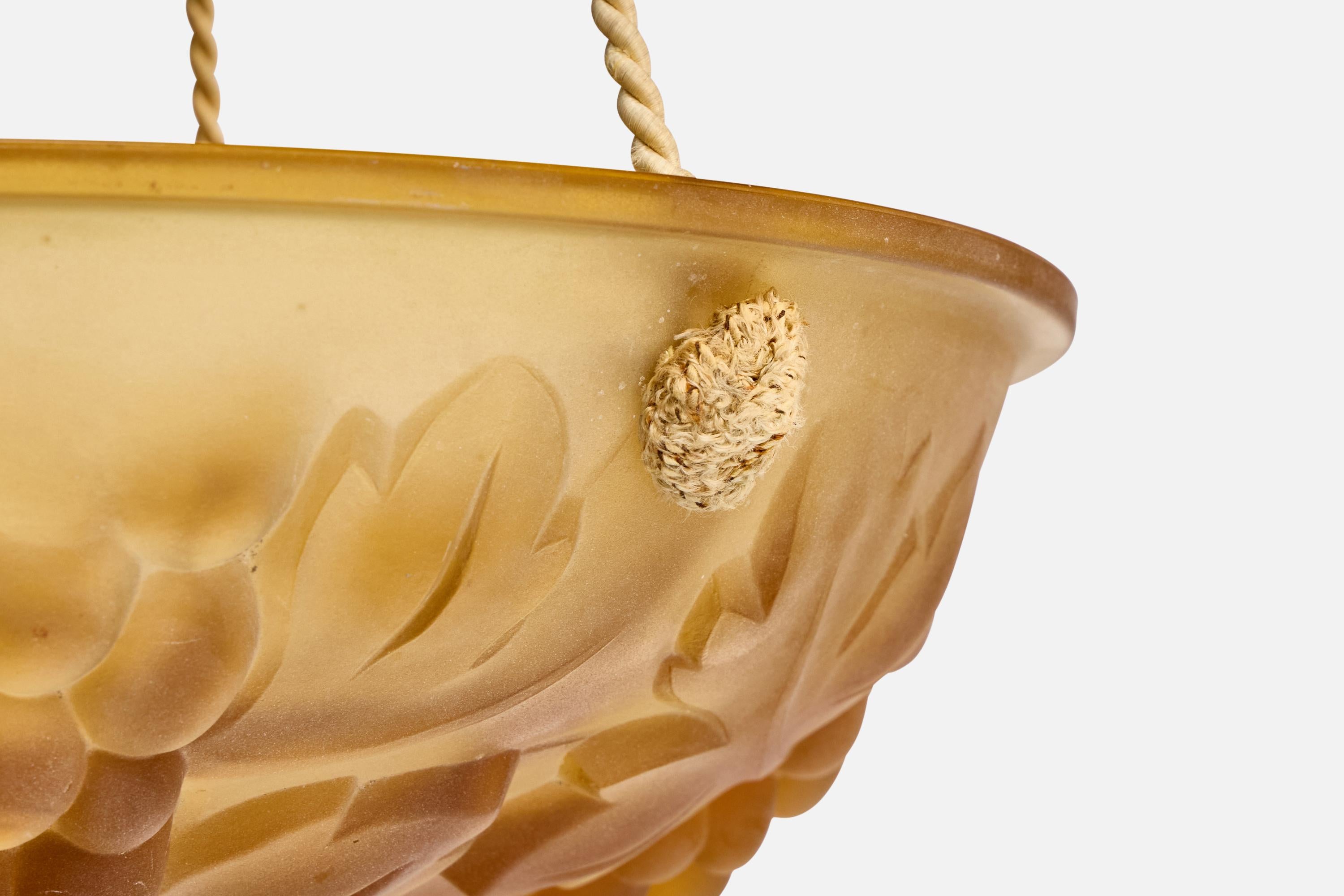 Degué, lampada a sospensione, vetro, corda, Francia, anni '30 in vendita 2