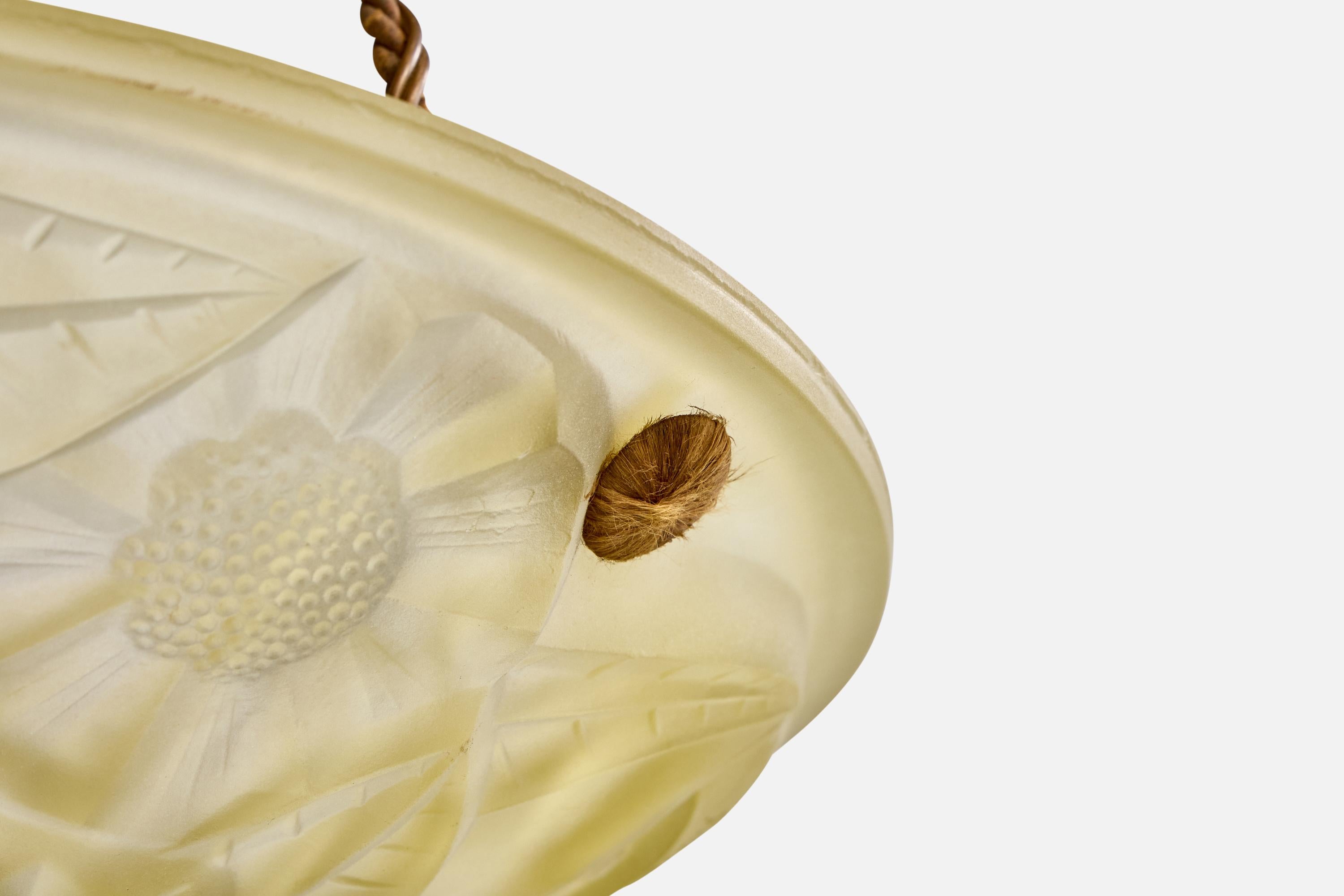Degué, lampe suspendue, verre, corde, France, années 1930 en vente 2