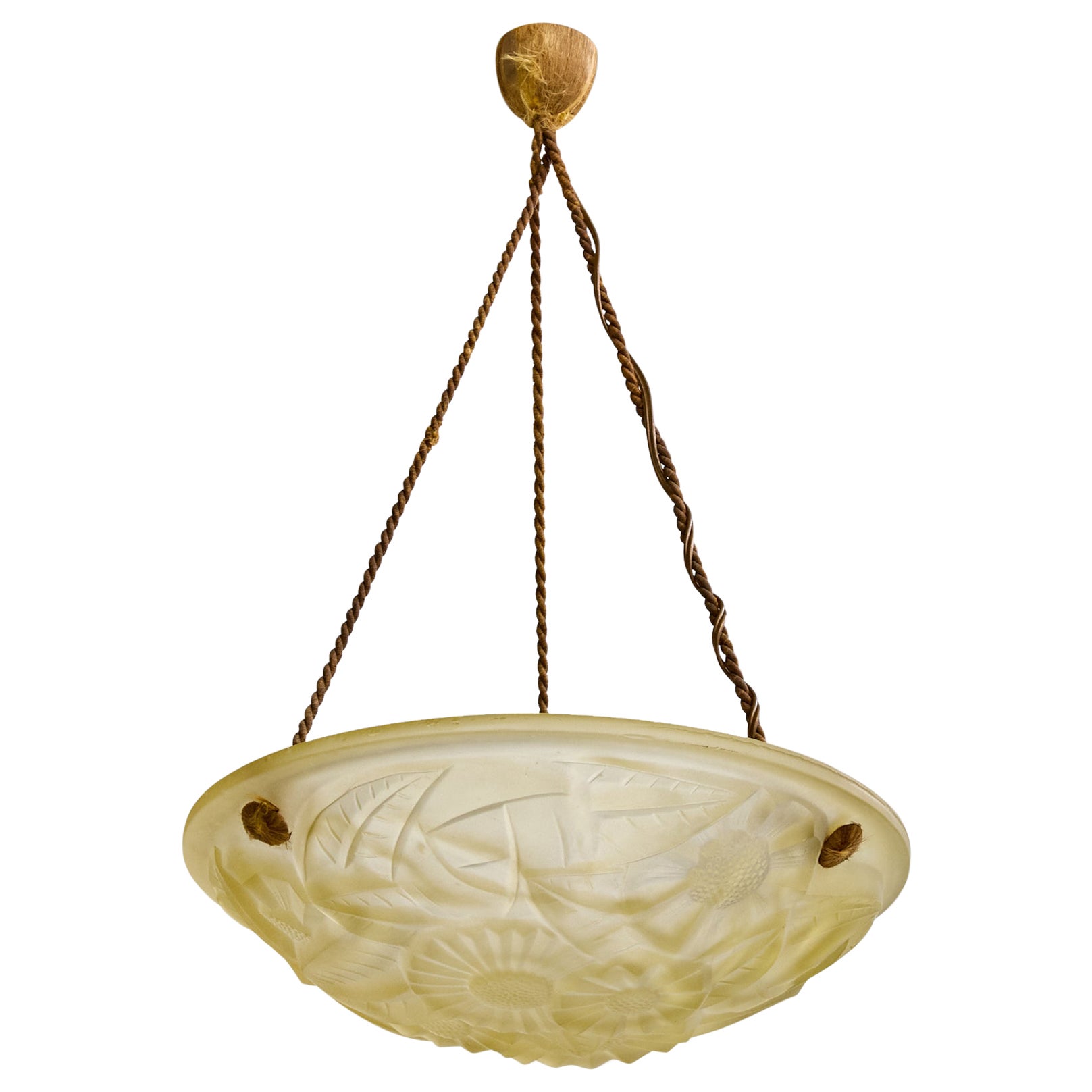 Degué, lampe suspendue, verre, corde, France, années 1930