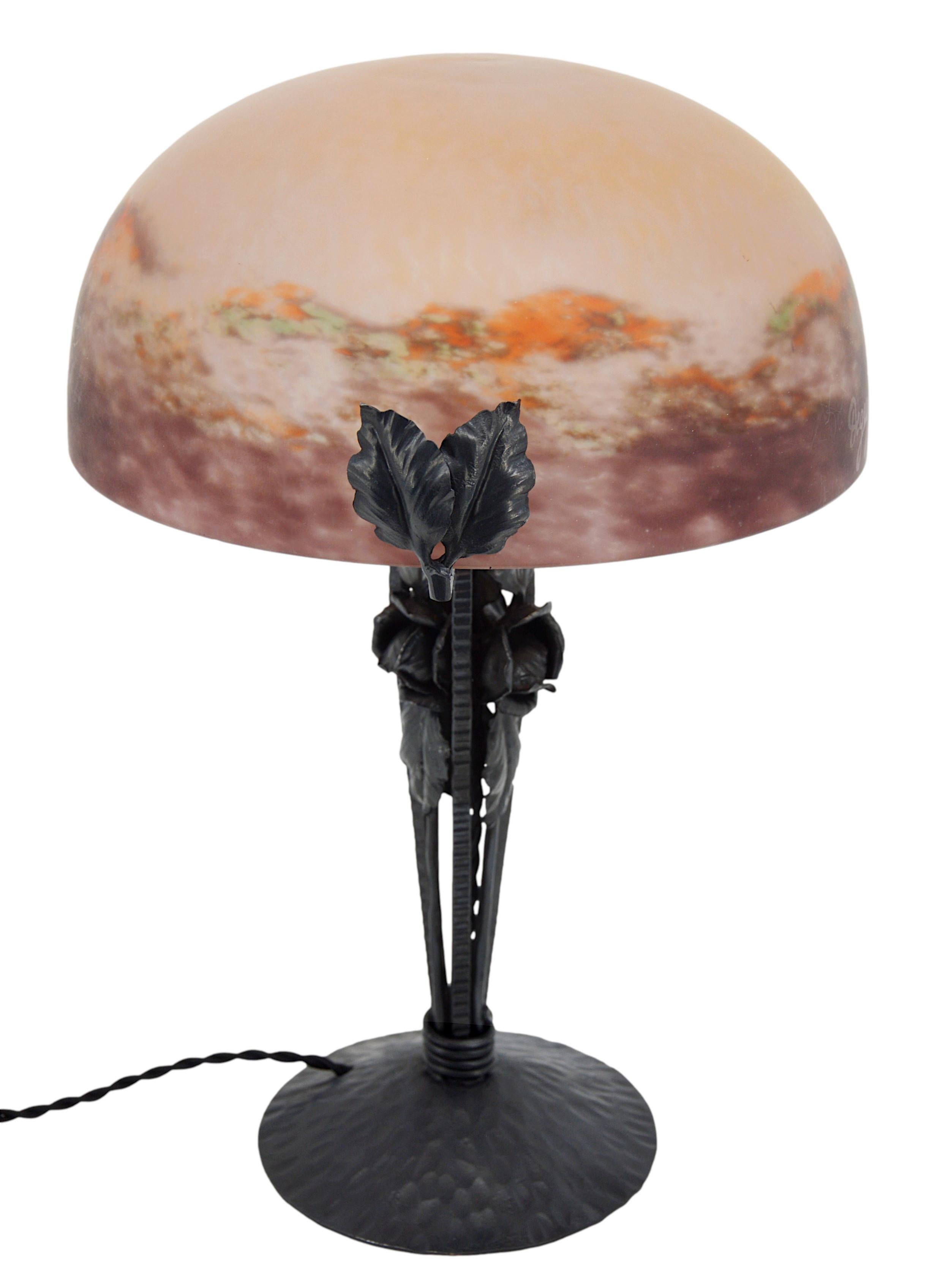 French DEGUE Rare Art Deco Table Lamp, 1920 For Sale