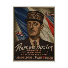 Affiche politique française originale de 1947 - Général Charles de Gaulle - RPF