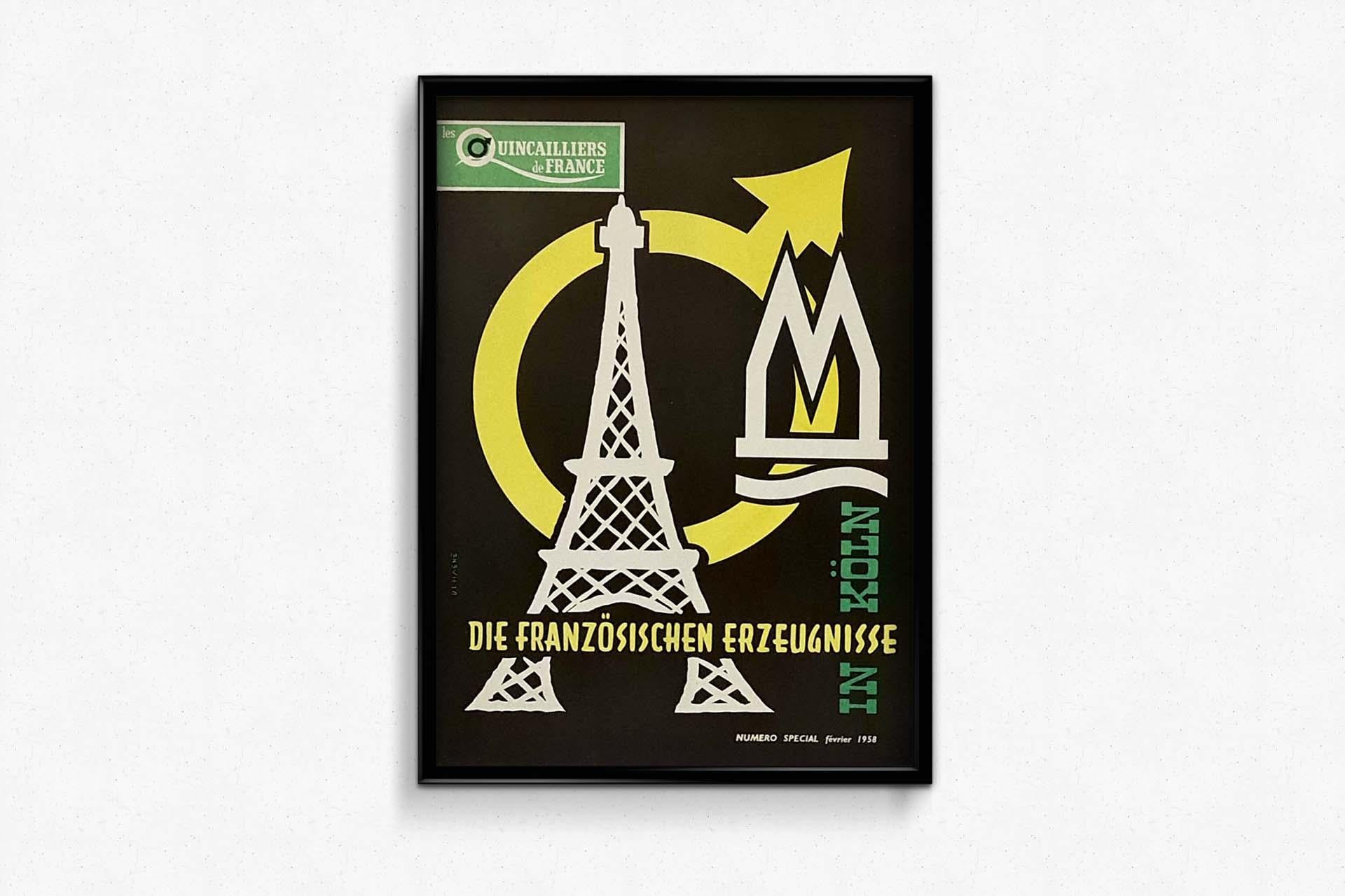 Beautiful poster of the hardware dealers of France of 1958 - The Eiffel Tower  For Sale 2