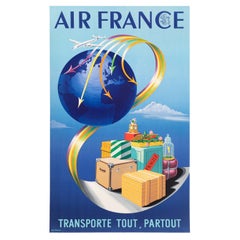 Dehedin, Original Air France Poster, Cargo, Constellation, Aviation, Plane 1952