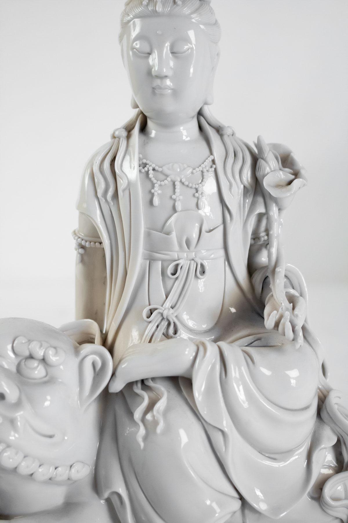 Chinese Export Dehua Porcelain Buddhist Deity, Chinese White, Asia, Quanine