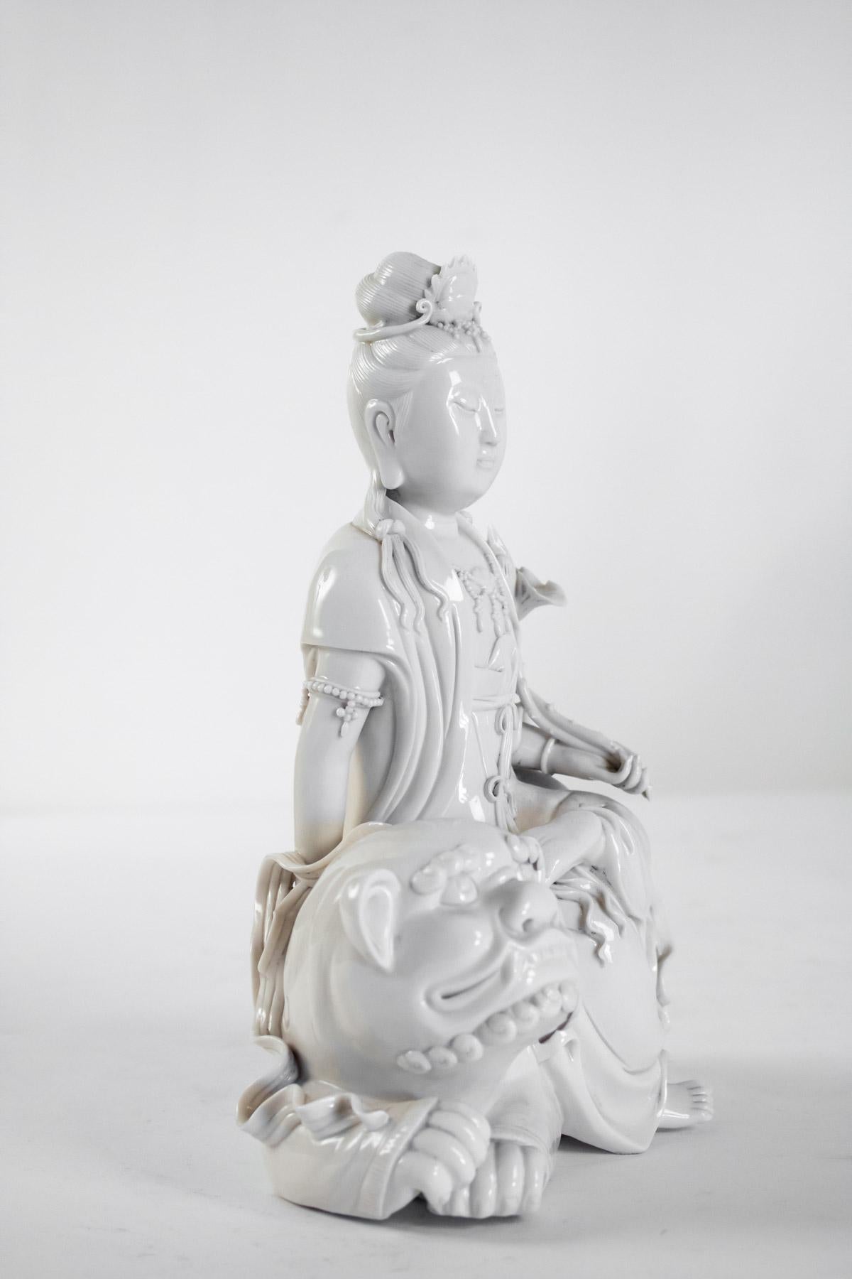 20th Century Dehua Porcelain Buddhist Deity, Chinese White, Asia, Quanine