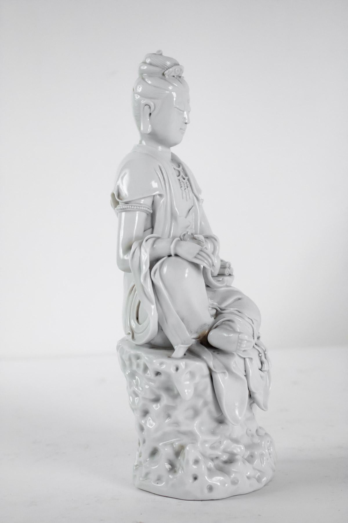 Dehua Porcelain Buddhist Deity, Chinese White, 19th Century, Asia, Quanine 1
