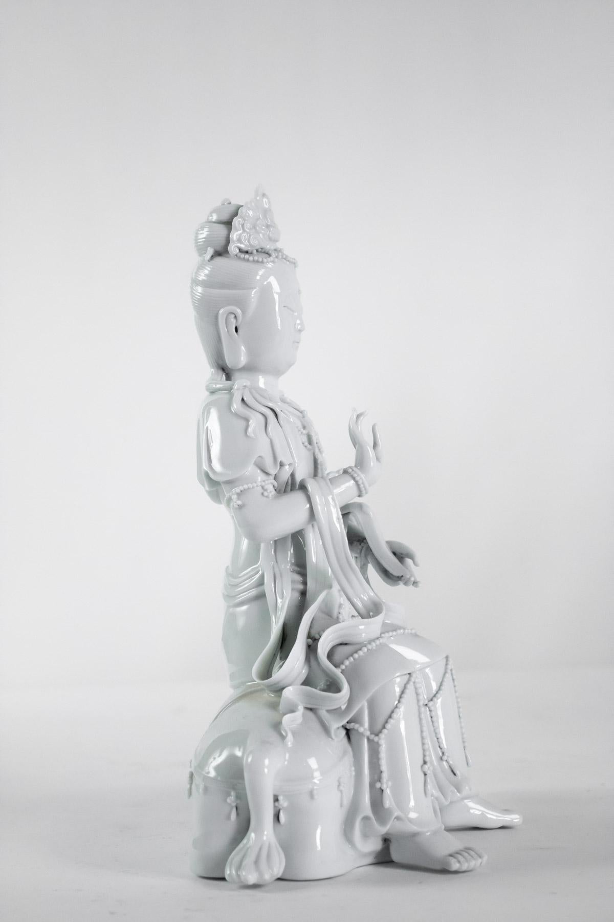 Dehua Porcelain Buddhist Deity, Chinese White, Asia, Quanine 1