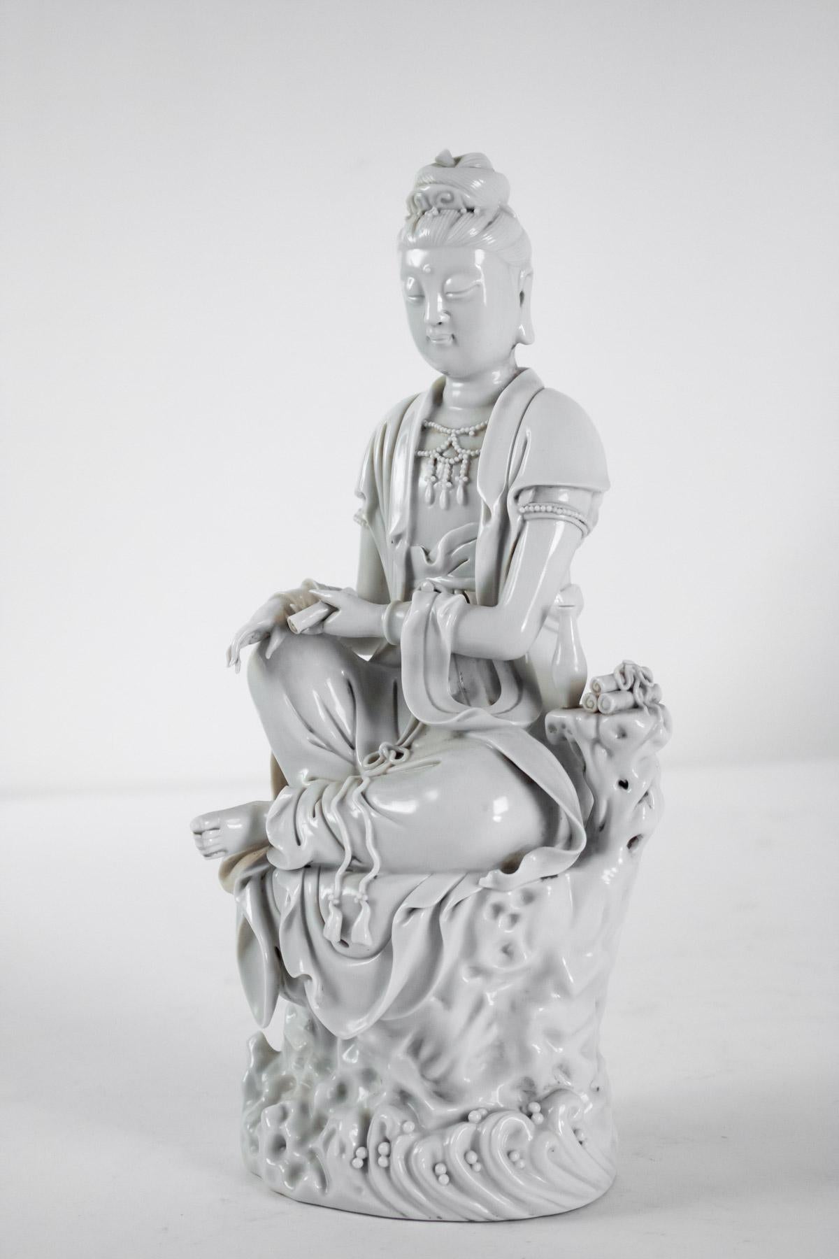 Dehua Porcelain Buddhist Deity, Chinese White, 19th Century, Asia, Quanine 3