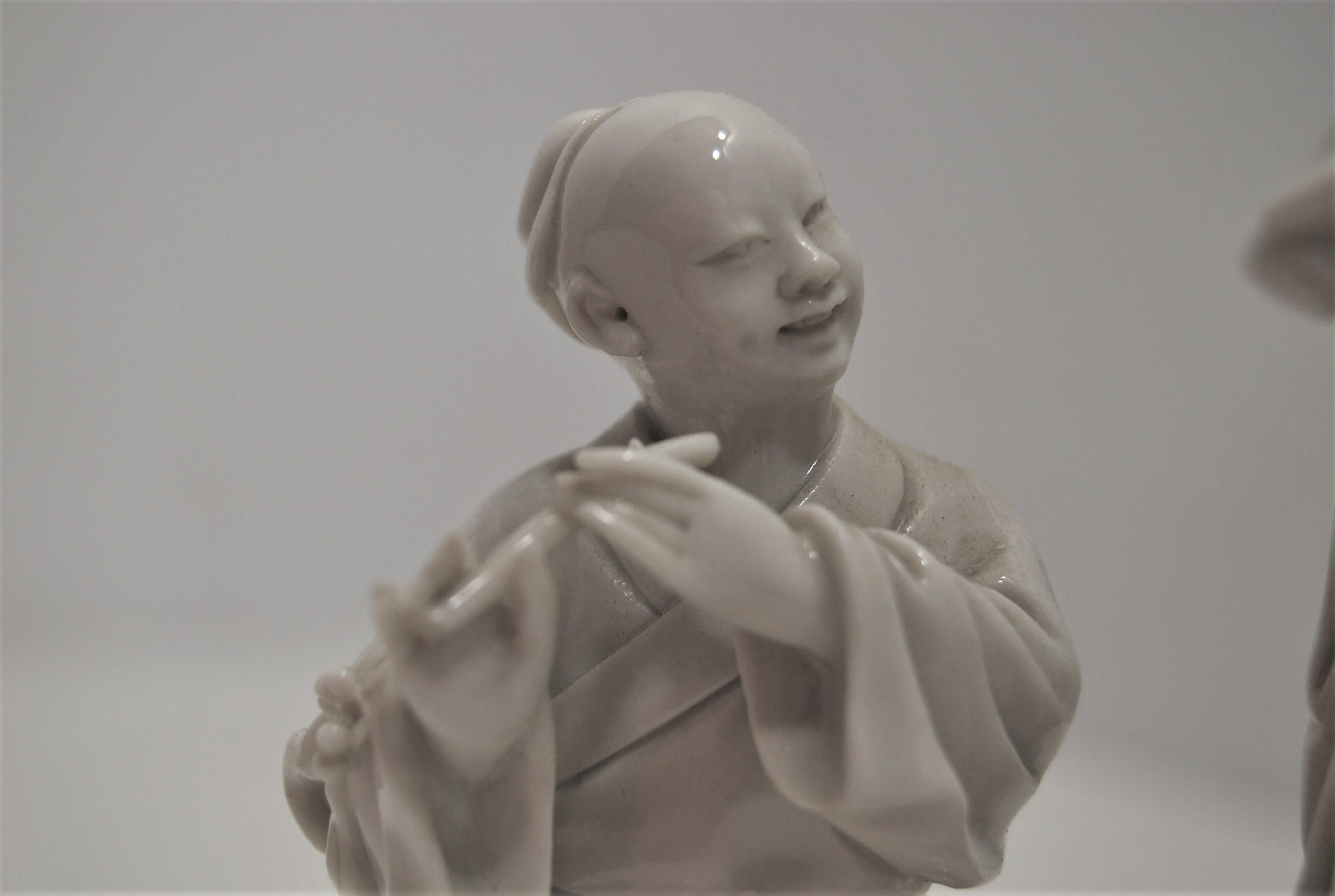 Dehua white china ceramic Immortals statuettes late 19th early 20th height 16 cm For Sale 1