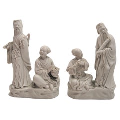 Dehua statuettes d'immortels en céramique blanche de Chine fin 19e début 20e hauteur 16 cm