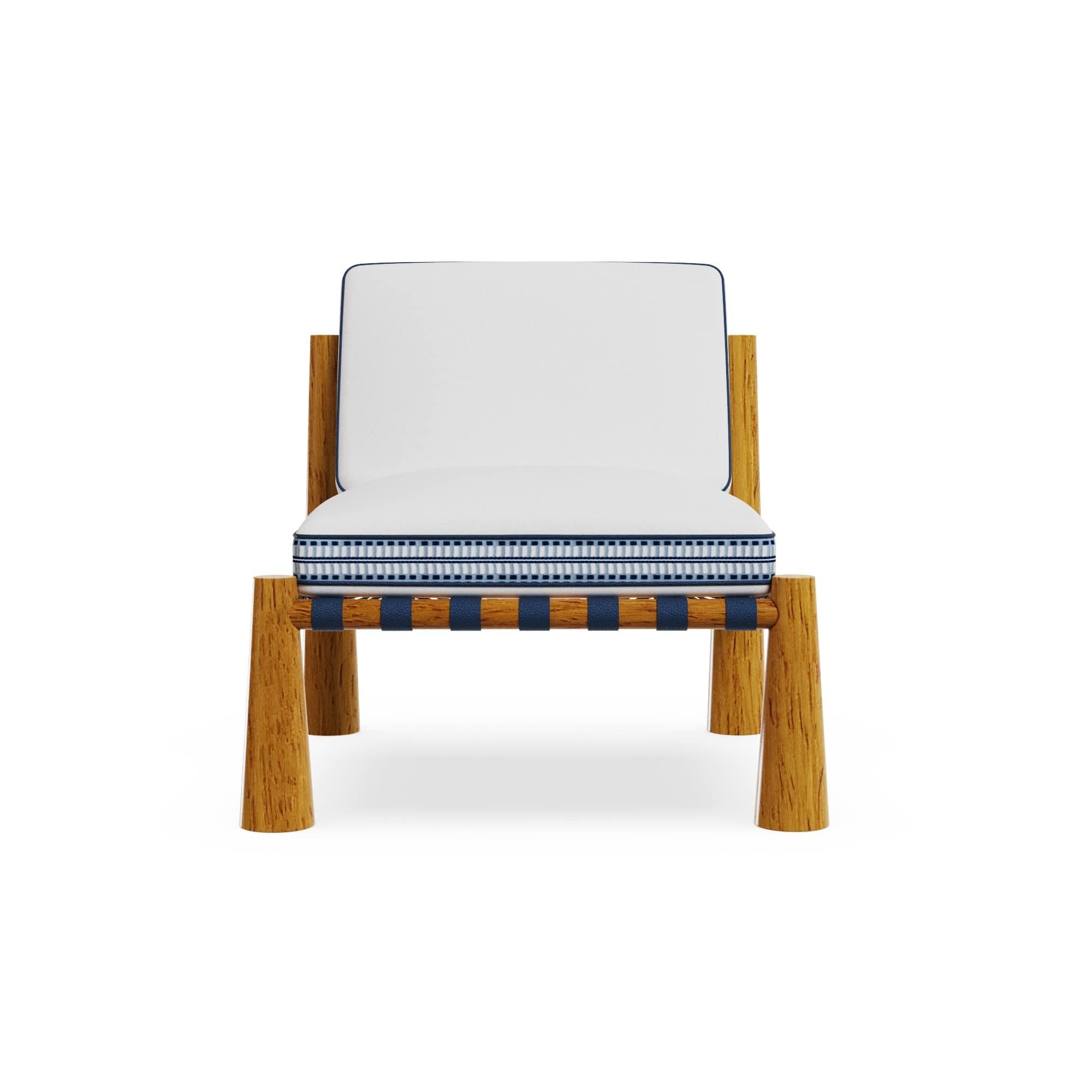 Deià Outdoor-Sessel aus Iroko-Holz mit Leder-Cord-Details (Portugiesisch) im Angebot