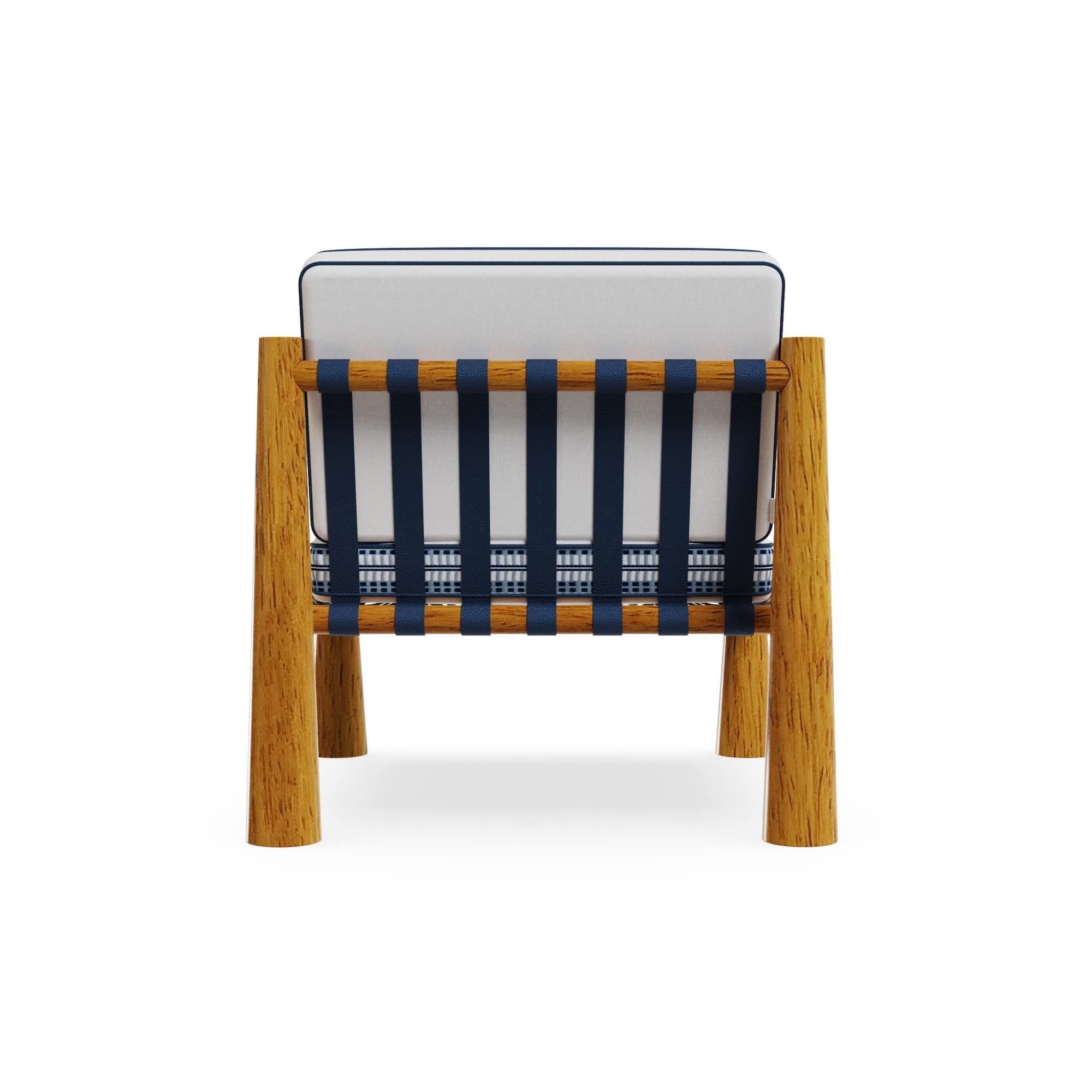 Deià Outdoor-Sessel aus Iroko-Holz mit Leder-Cord-Details im Angebot 1