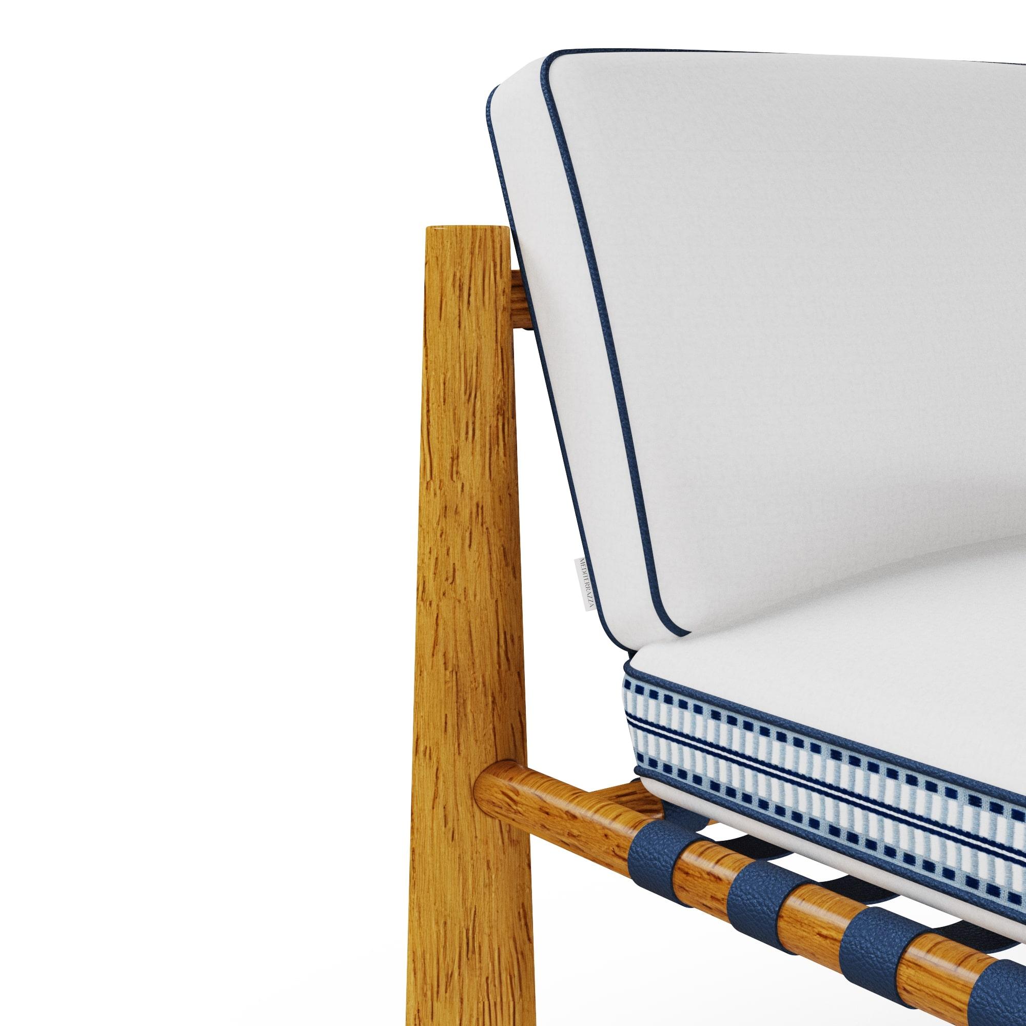 Deià Outdoor-Sessel aus Iroko-Holz mit Leder-Cord-Details im Angebot 2