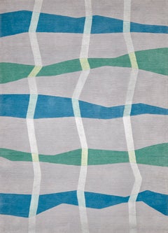 Deirdre Dyson TRACKS contemporary hand knotted wool and silk rug