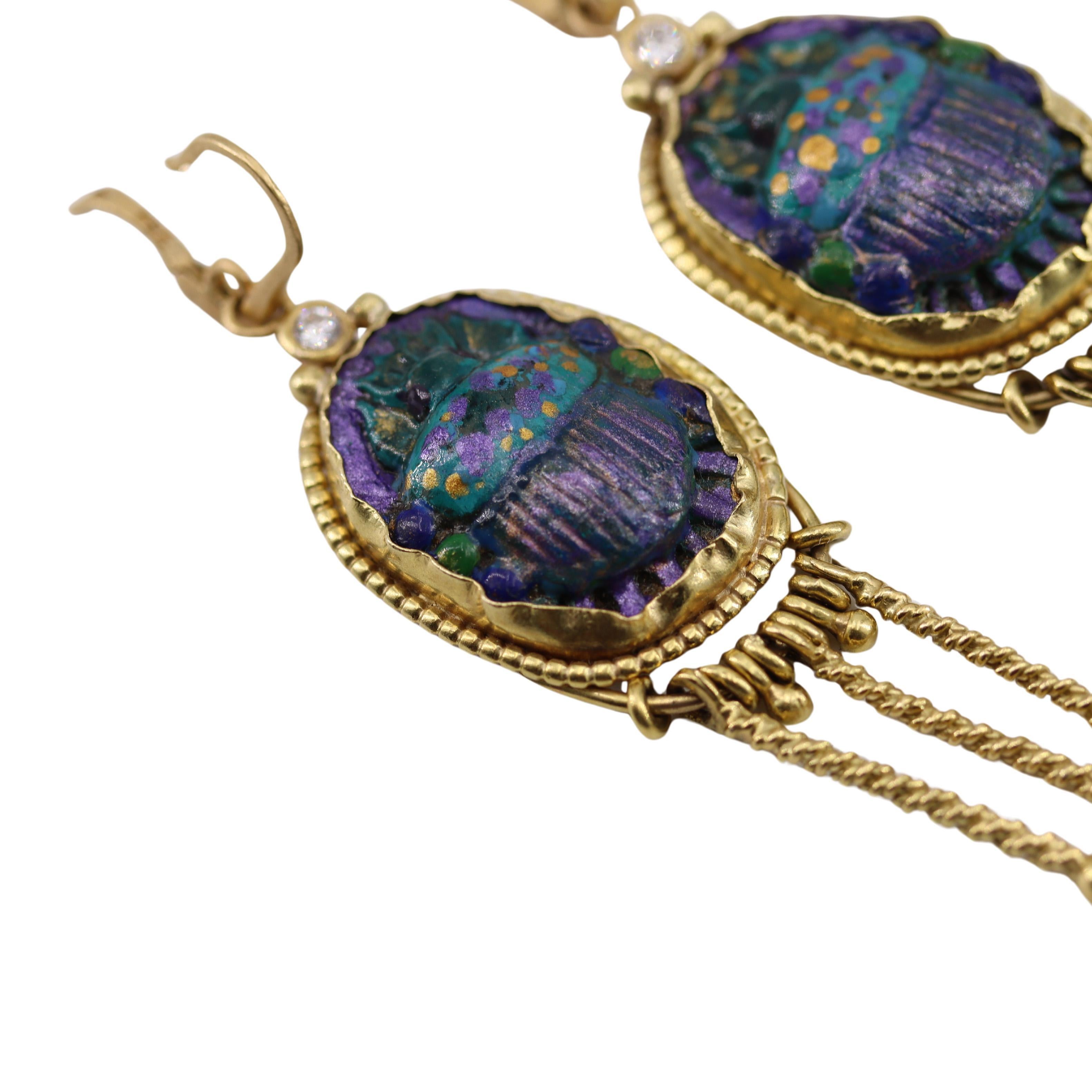 DEIRDRE FEATHERSTONE 1970 18kt Yellow Gold Enamel and Diamonds Earrings 4