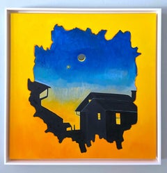 Deirdre Murphy - Earthshine: vivid blue
gold night sky landscape w/ house architecture, moon Earthshine: vivid blue
gold night sky landscape w/ house architecture, moon