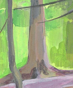 Lavender Trail Portal: abstract landscape painting with trees, green forest