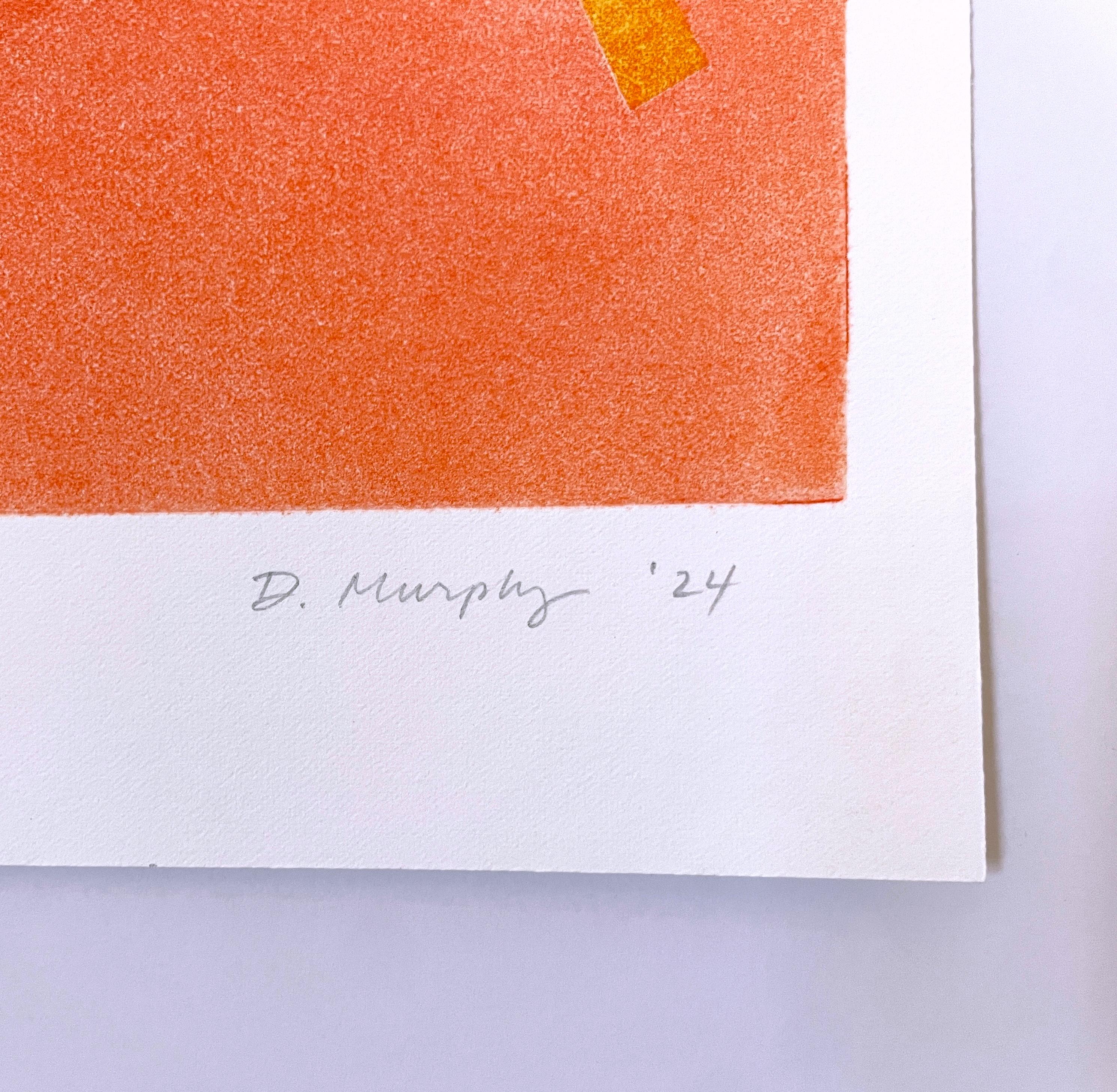 Gerahmtes, einzigartiges botanisches Tinten-Monoprint mit Collage, abstrakte rosa Blätter im Angebot 3