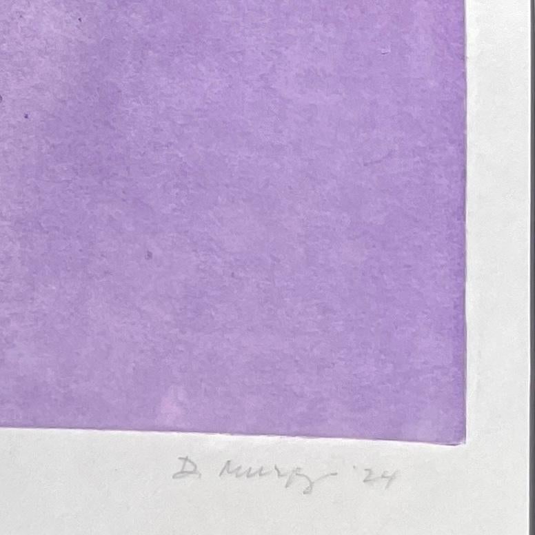 Monographie botanique à l'encre encadrée, unique en son genre, avec collage, fleurs abstraites violettes en vente 4