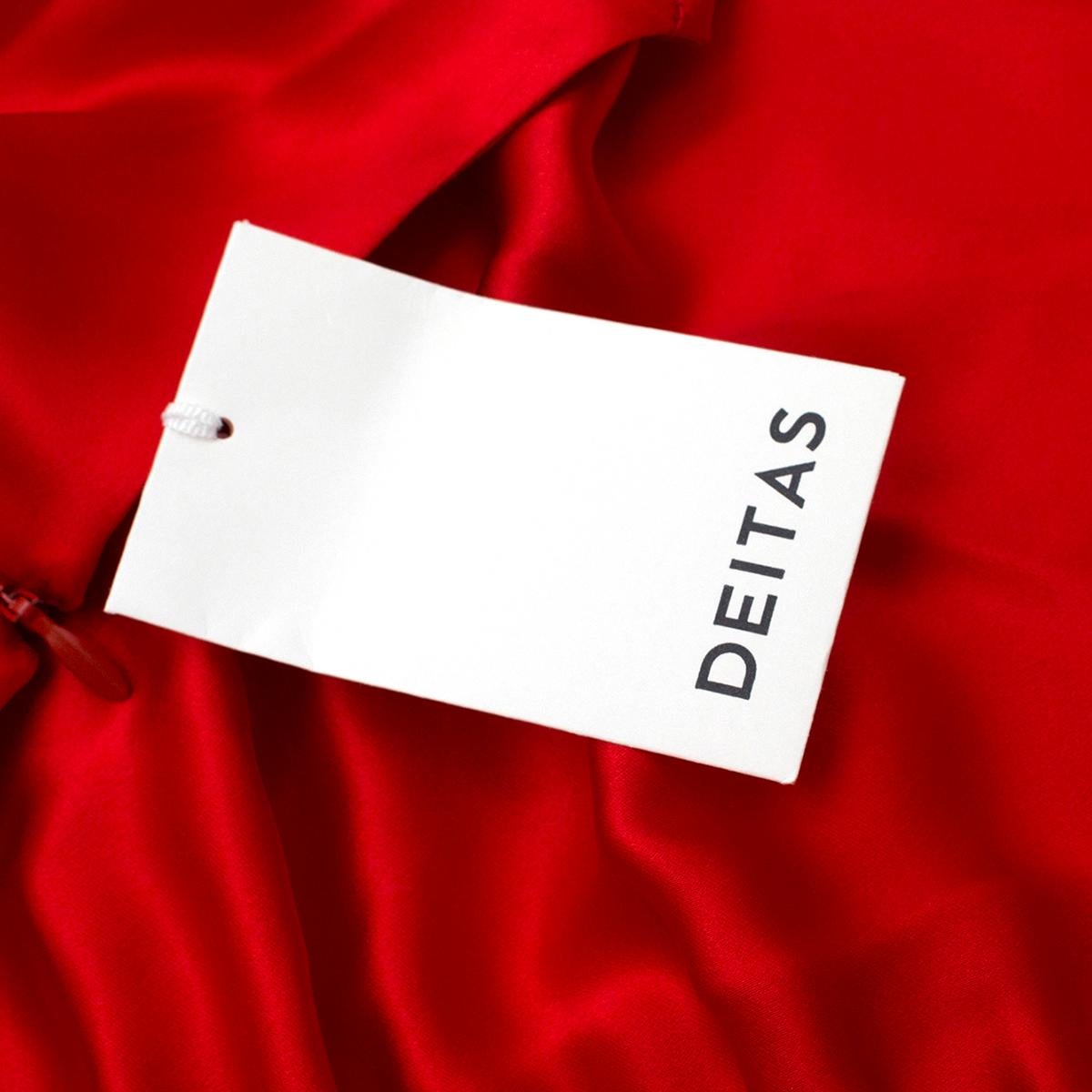 Red Deitas Hermine Gathered Satin Maxi Dress SIZE 40