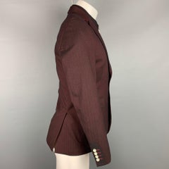 DEITX & CO. Size 38 Burgundy & Black Herringbone Polyester / Viscose Jacket