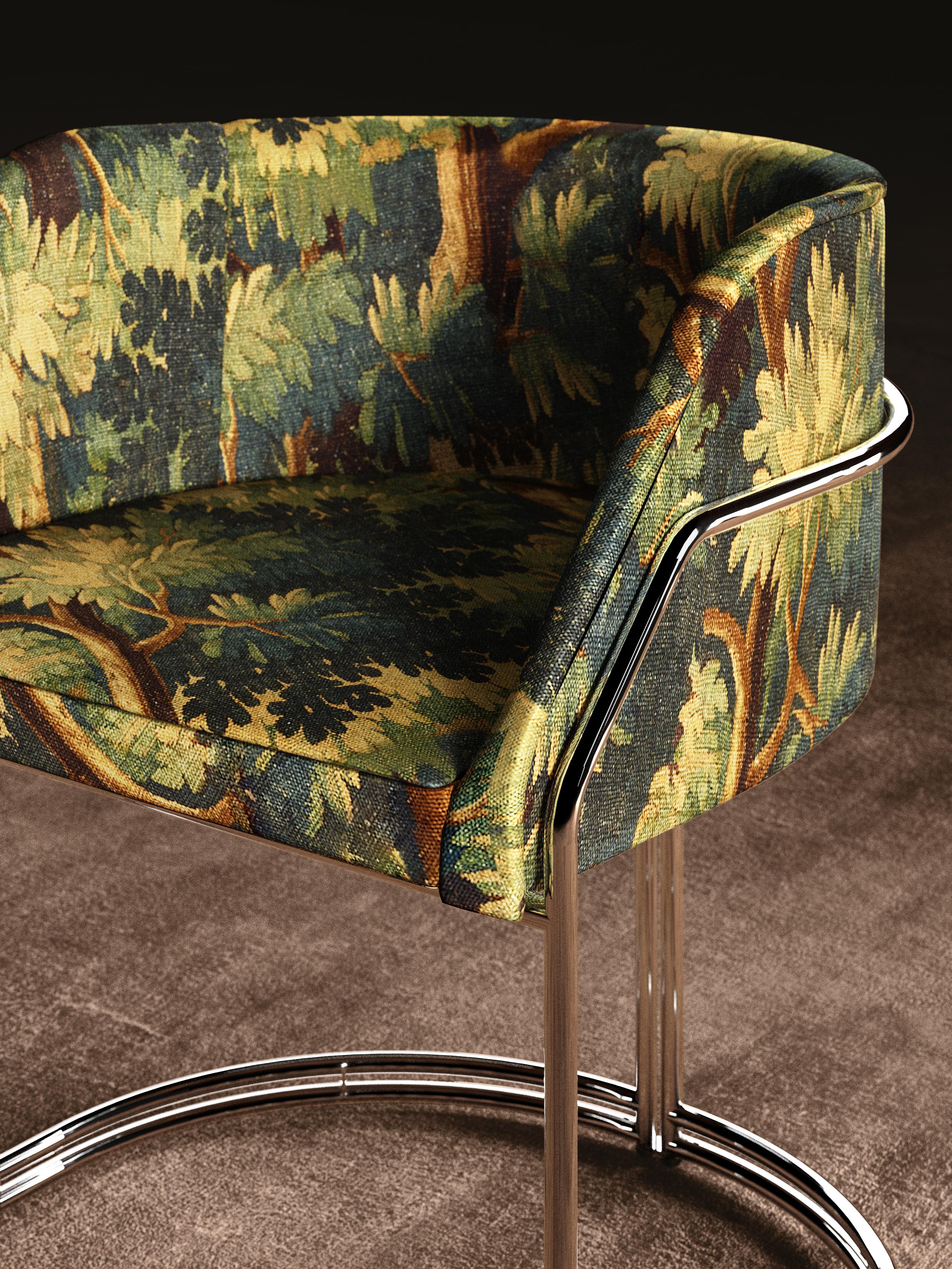 Italian Déjà Vu Chair in Fabrics and Polished Steel Metal