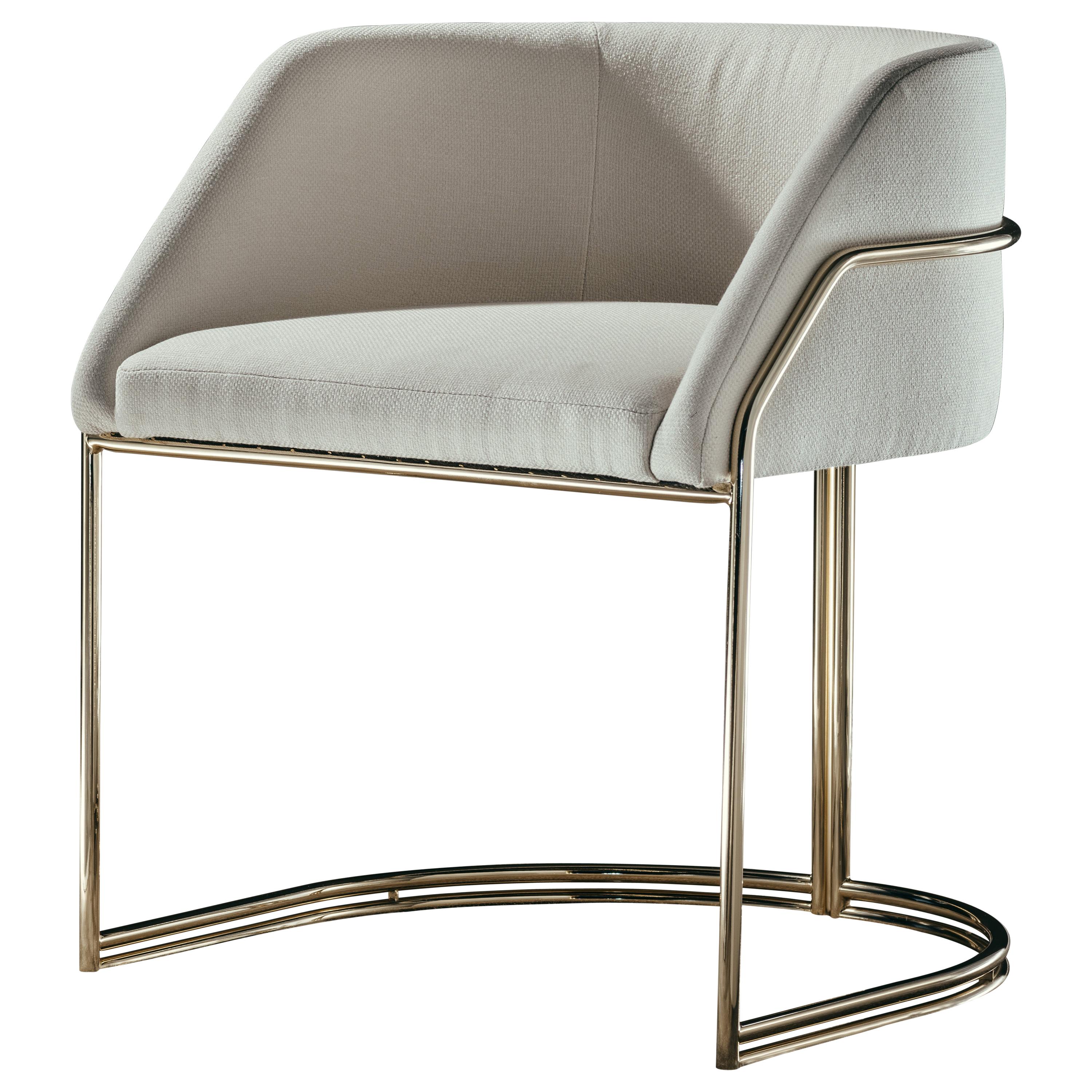 Déjà Vu Chair in Fabrics and Polished Steel Metal at 1stDibs