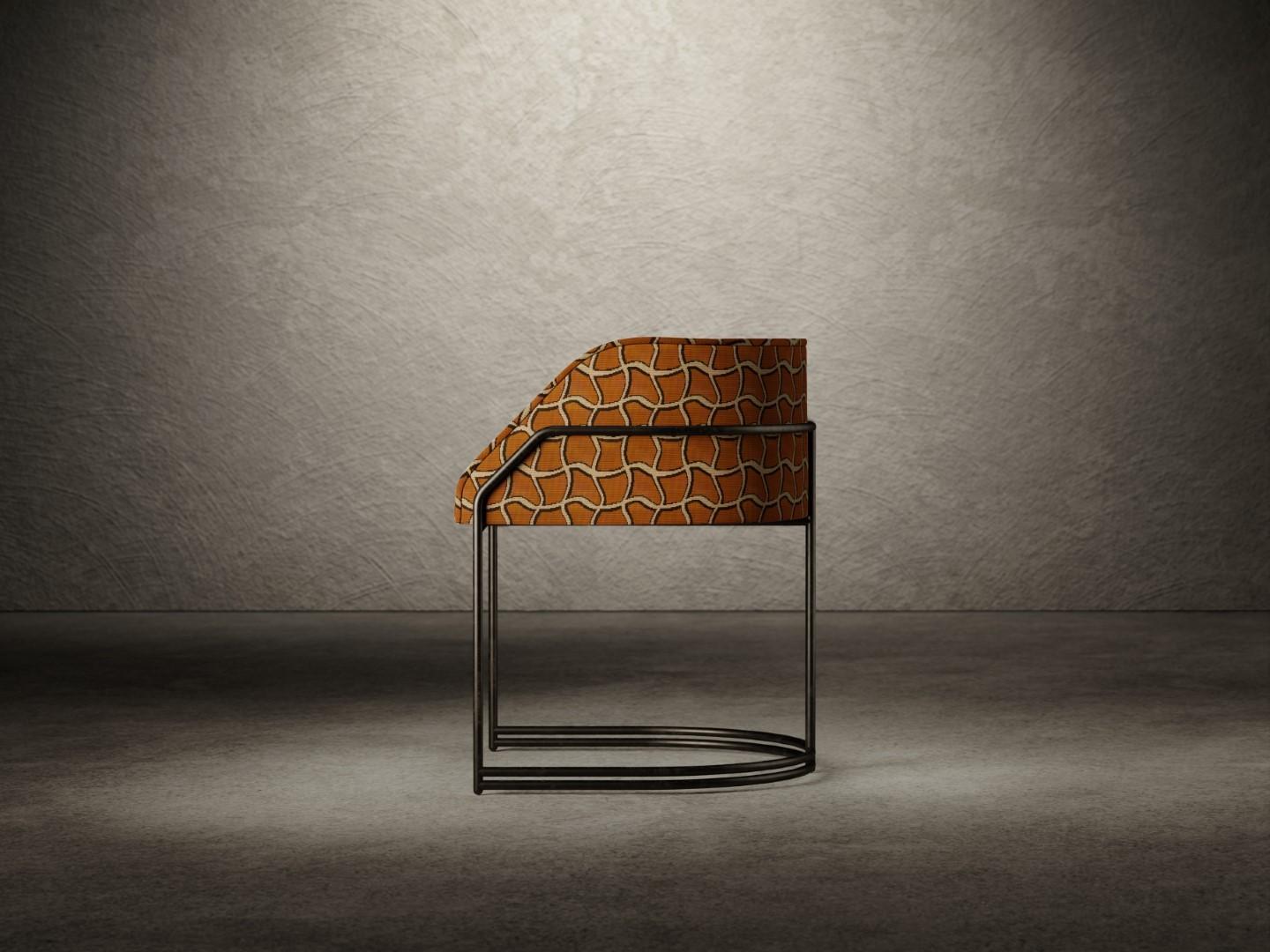 Modern Déjà Vu Chair in Wobble Fabric and Black Matte Metal For Sale