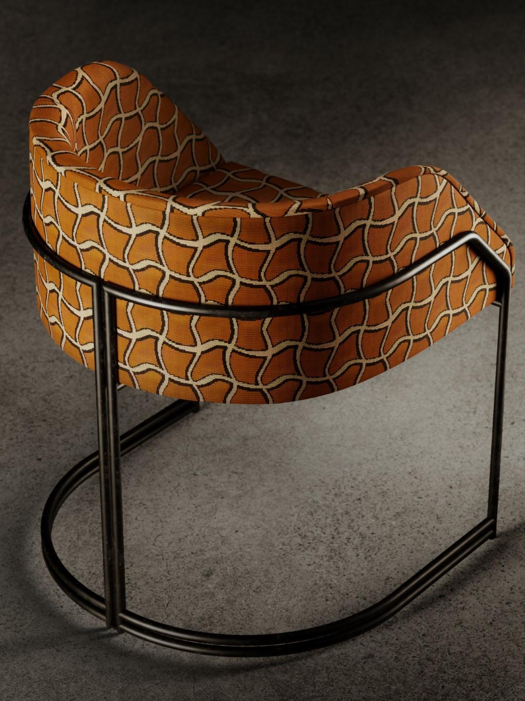 Italian Déjà Vu Chair in Wobble Fabric and Black Matte Metal For Sale