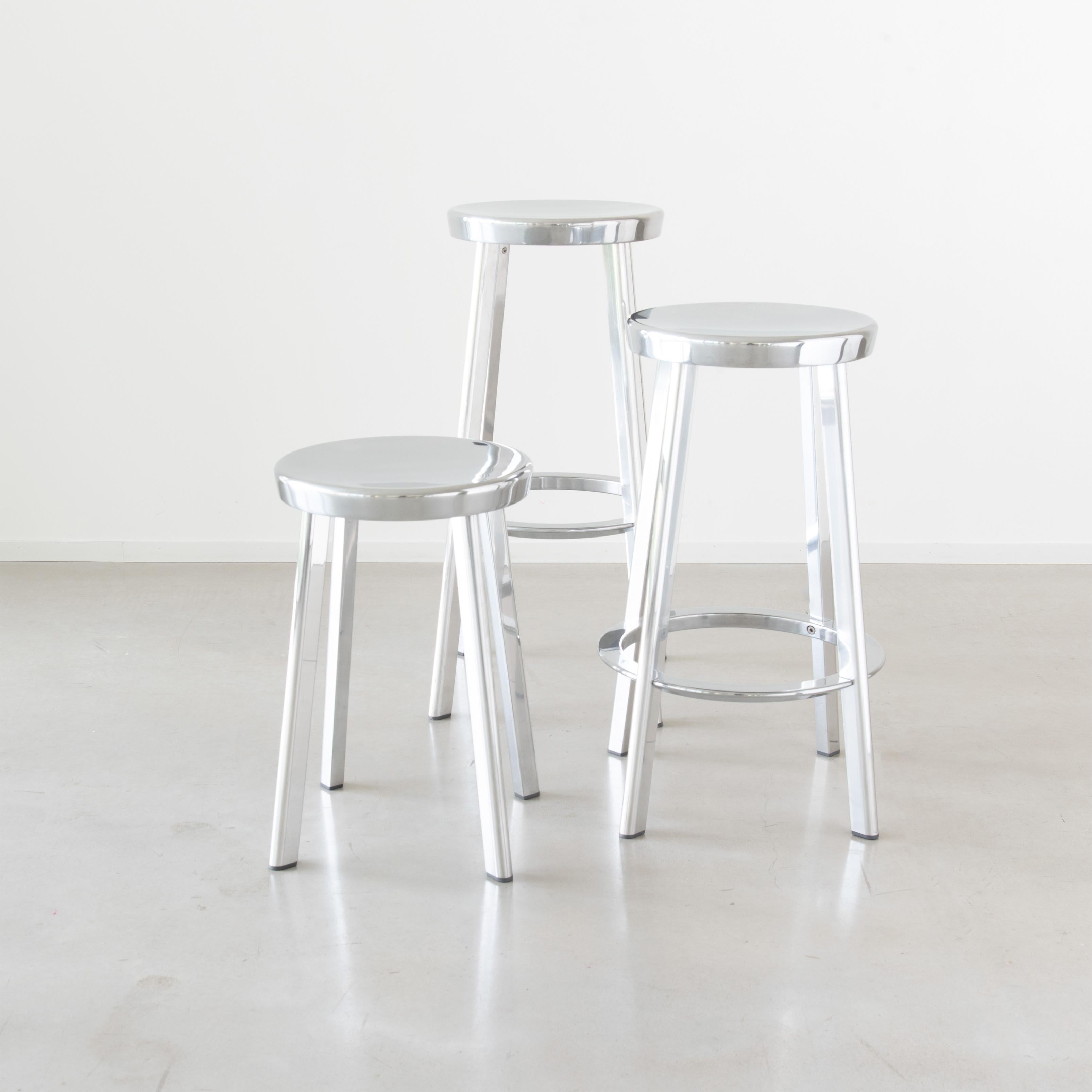 Contemporary Deja-Vu High Stool in Aluminum by Naoto Fukasawa for MAGIS For Sale