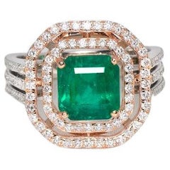 **Weekly Sales** 2.37 Ct Emerald Diamond Antique Art Deco Style Engagement Ring