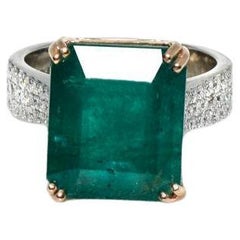 *Weekly Sale* 14K 8.71 Ct Emerald Diamond Antique Art Deco Style Engagement Ring