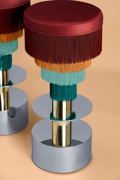 Dj Vu Hocker von Houtique, Bordeaux-Rot und Gold