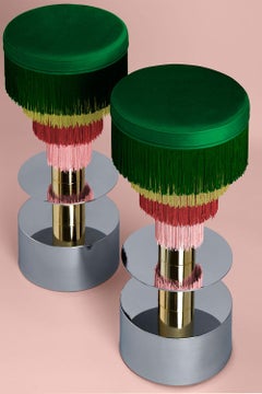 Forest Green Déjà Vu Stool - Playful Hues in Velvet by Masquespacio