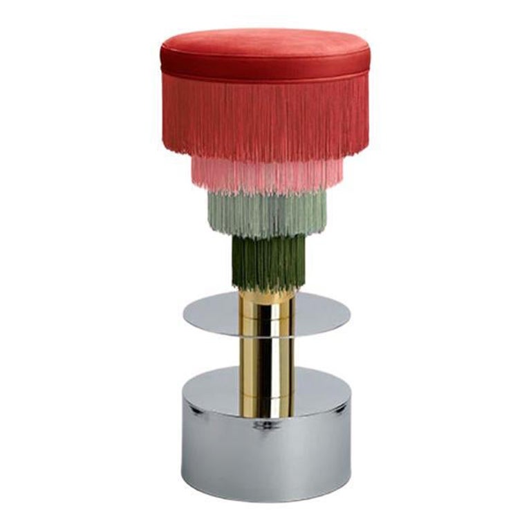 Red Déjà Vu Stool – Playful Hues in Velvet by Masquespacio