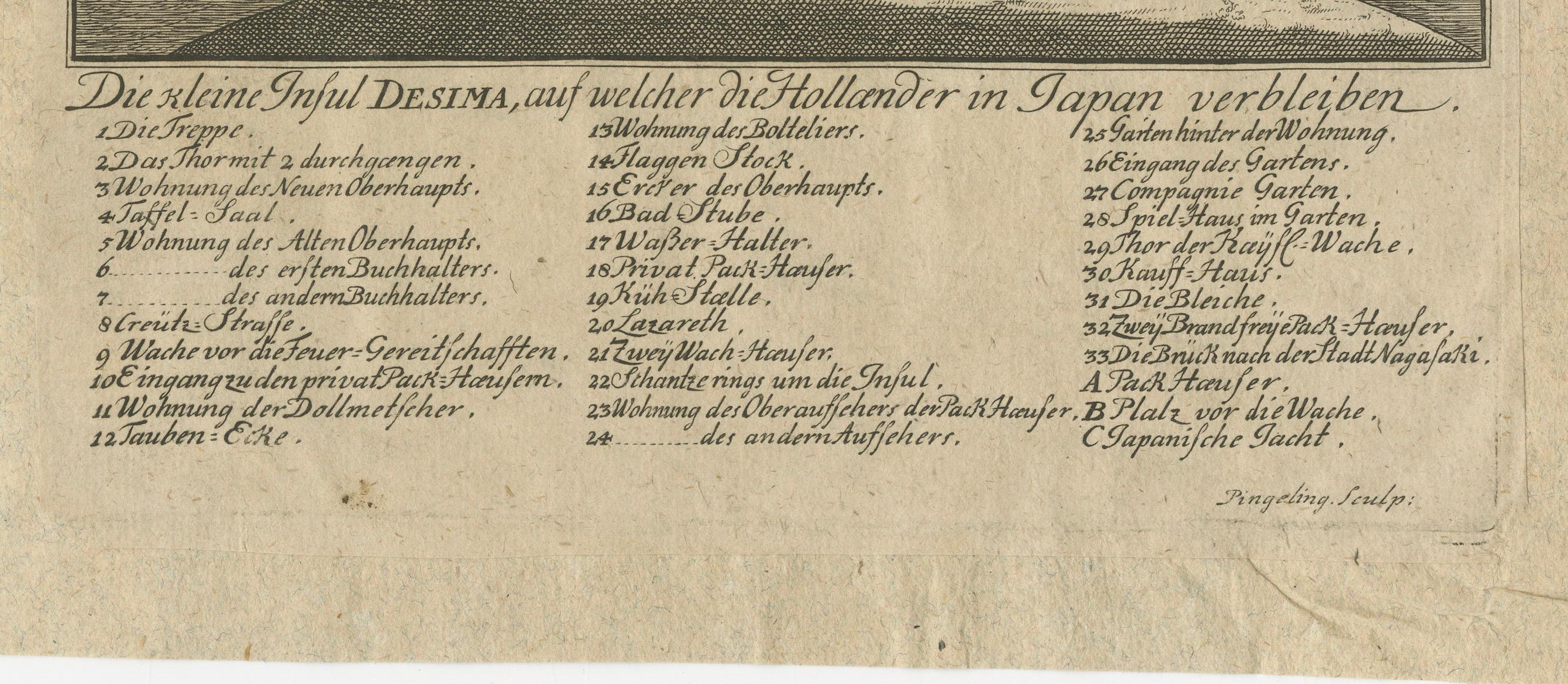 Dejima (Desima) Dutch Trading Post, Nagasaki Japan – VOC Engraving, 1736