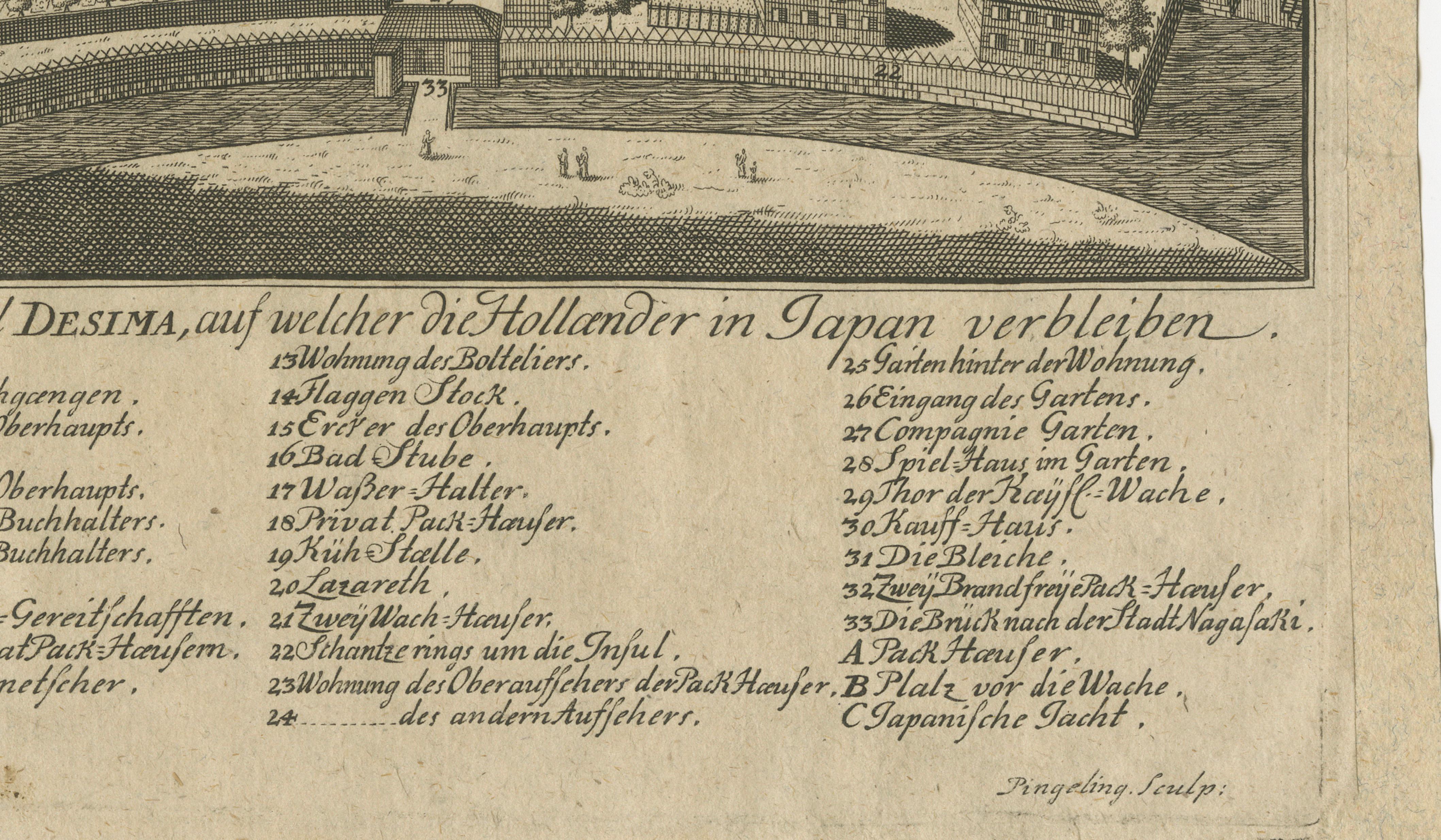 Dejima (Desima) Dutch Trading Post, Nagasaki Japan – VOC Engraving, 1736