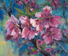 DeJun Chen Dipinto a olio originale impressionista "Crabapple" (melo)