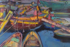 Dejun Chen Landscape Original Oil On Canvas "Untitled - Port"