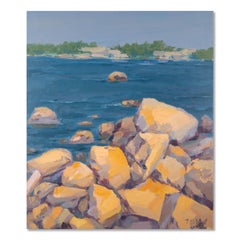 Dejun Chen Impressionist Original Oil On Canvas "By The Sea"