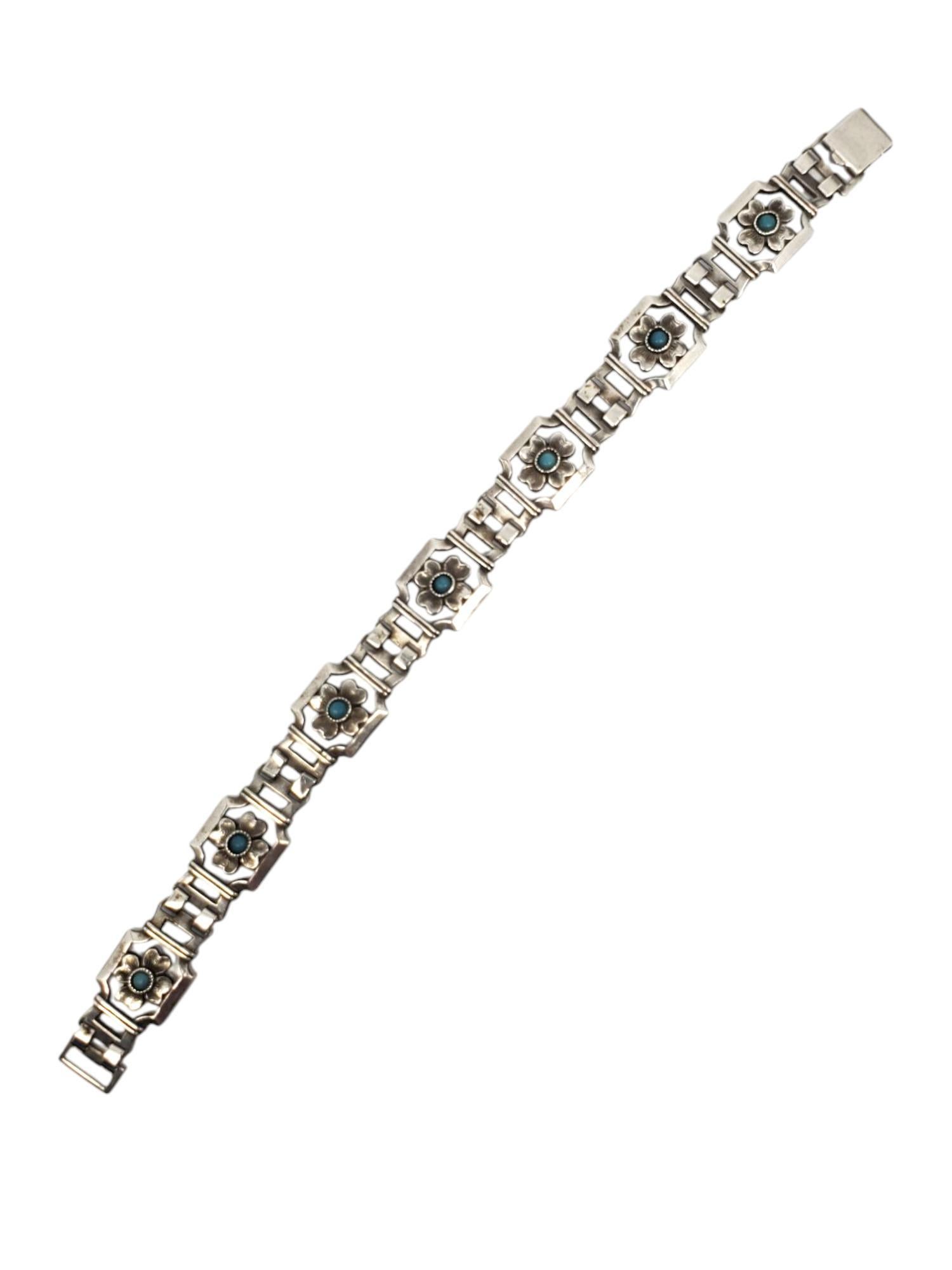Bracciale in argento sterling con turchese Deknatel #21202 In condizioni buone in vendita a Washington Depot, CT