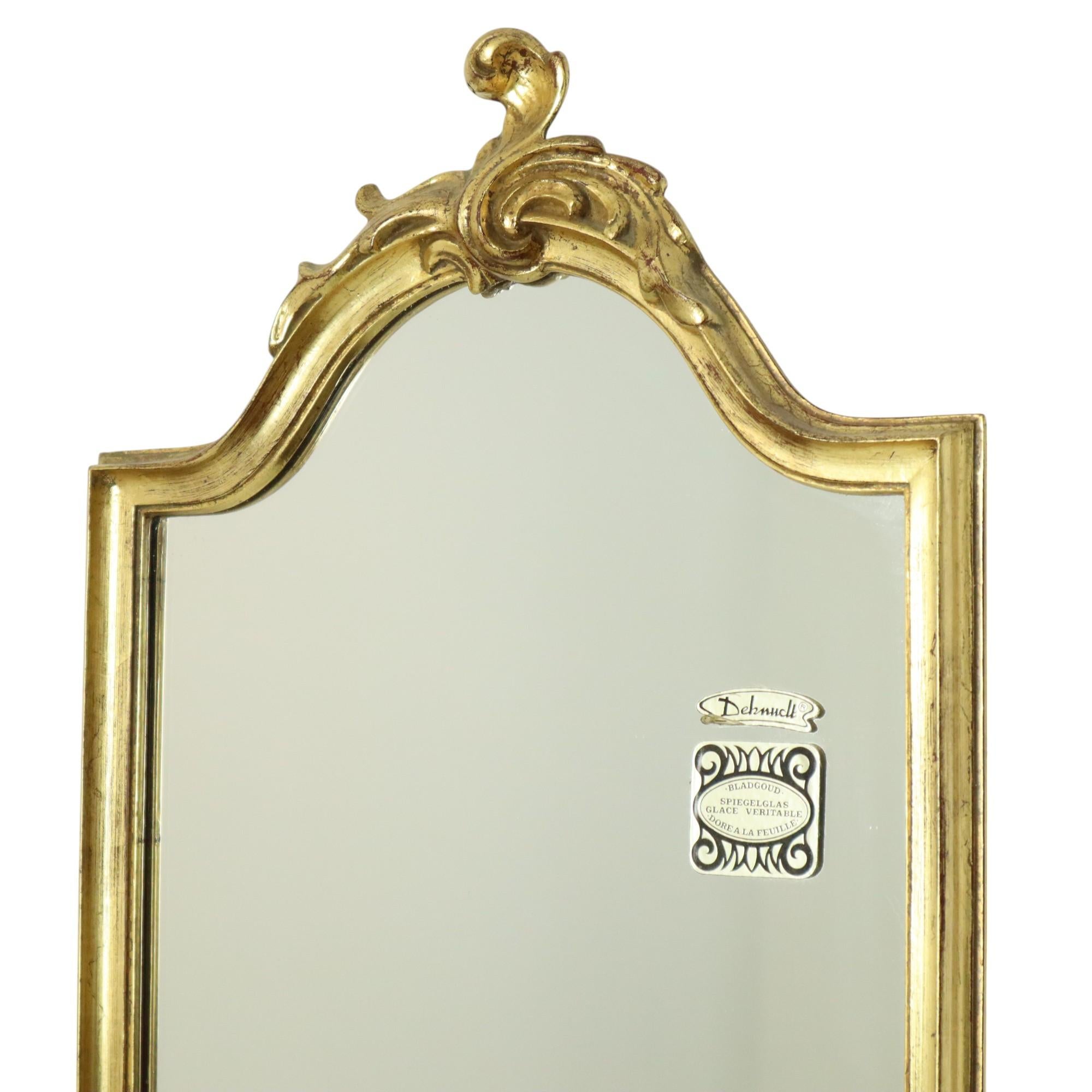 Hollywood Regency Deknudt Crest Mirror Gold Leaf Gilded Belgium Seventies