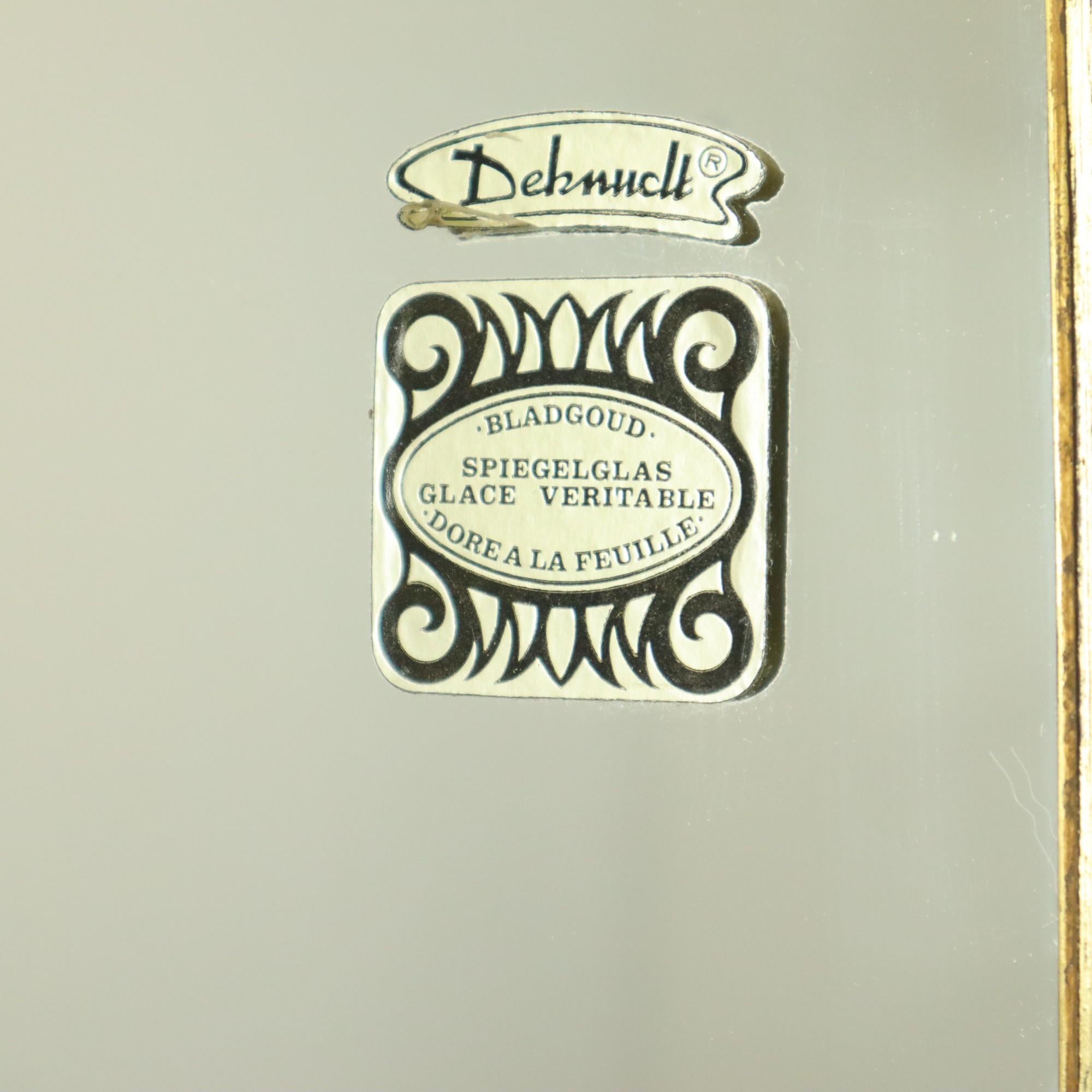 Belgian Deknudt Crest Mirror Gold Leaf Gilded Belgium Seventies