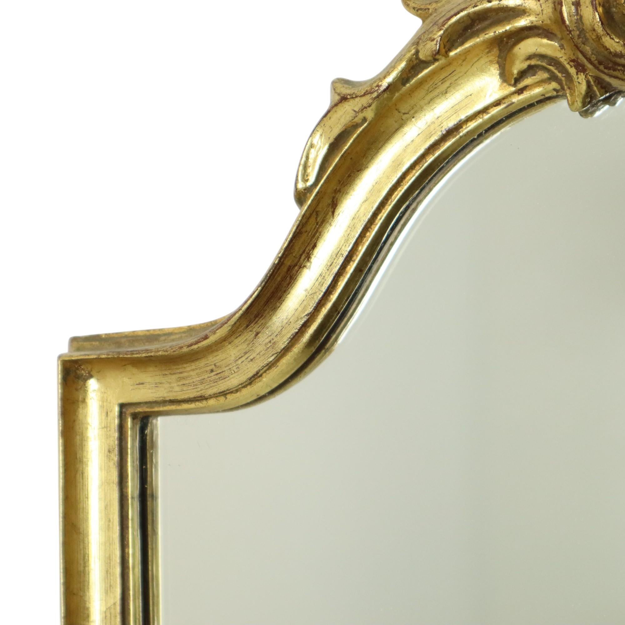 Glass Deknudt Crest Mirror Gold Leaf Gilded Belgium Seventies